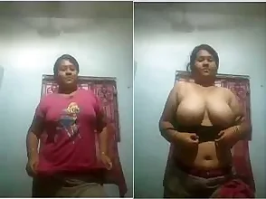 Big beautiful woman exposes her large breasts during webcam sex with her boyfriend and then performs a blow job.